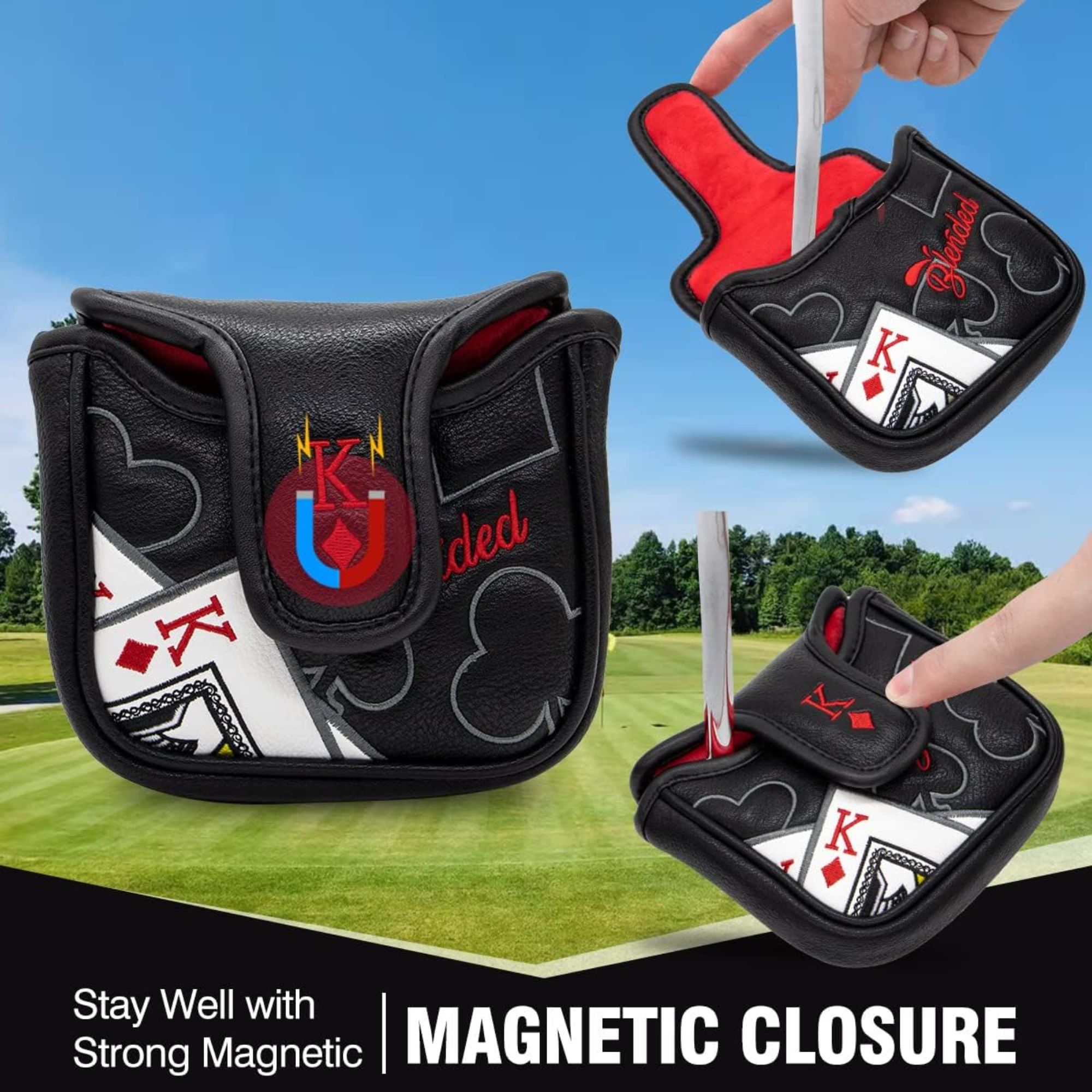 King Of Hearts Embroidered Mal - Golf Tees ulasan dan harga